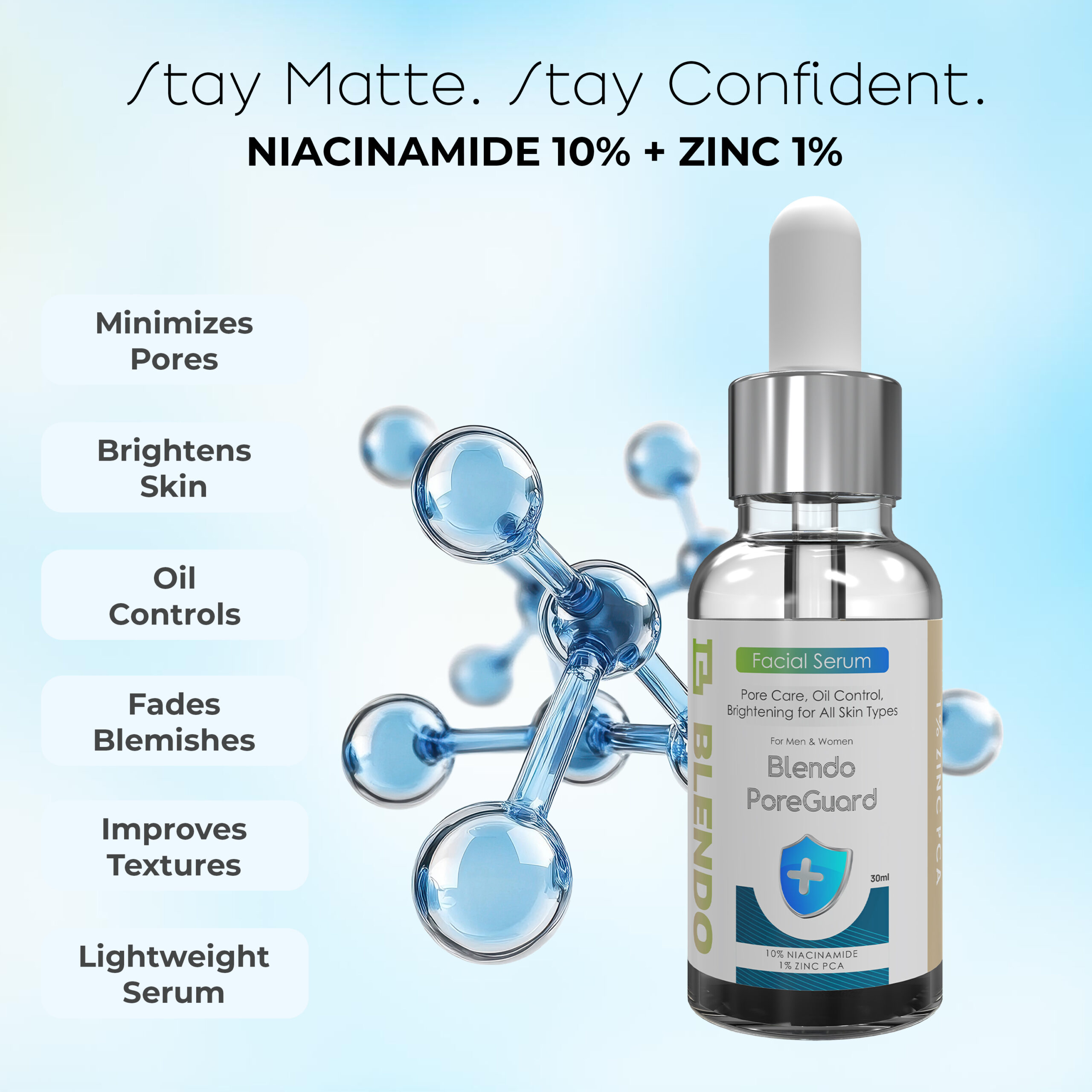 Blendo PoreGuard Niacinamide 10% + Zinc 1% Serum 30ml - Image 3
