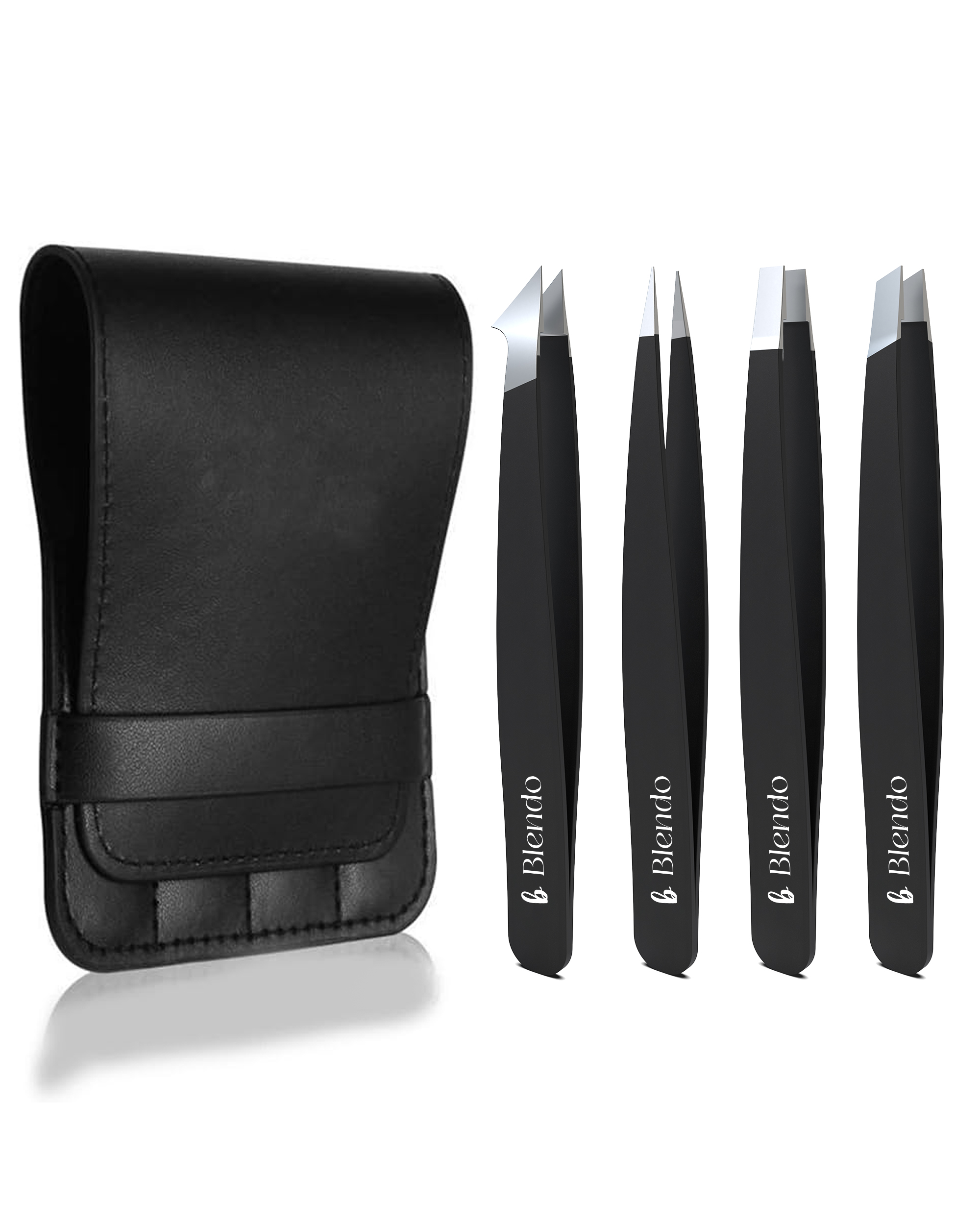 Blendo Professional Stainless Steel Tweezer Set (Pack of 4)