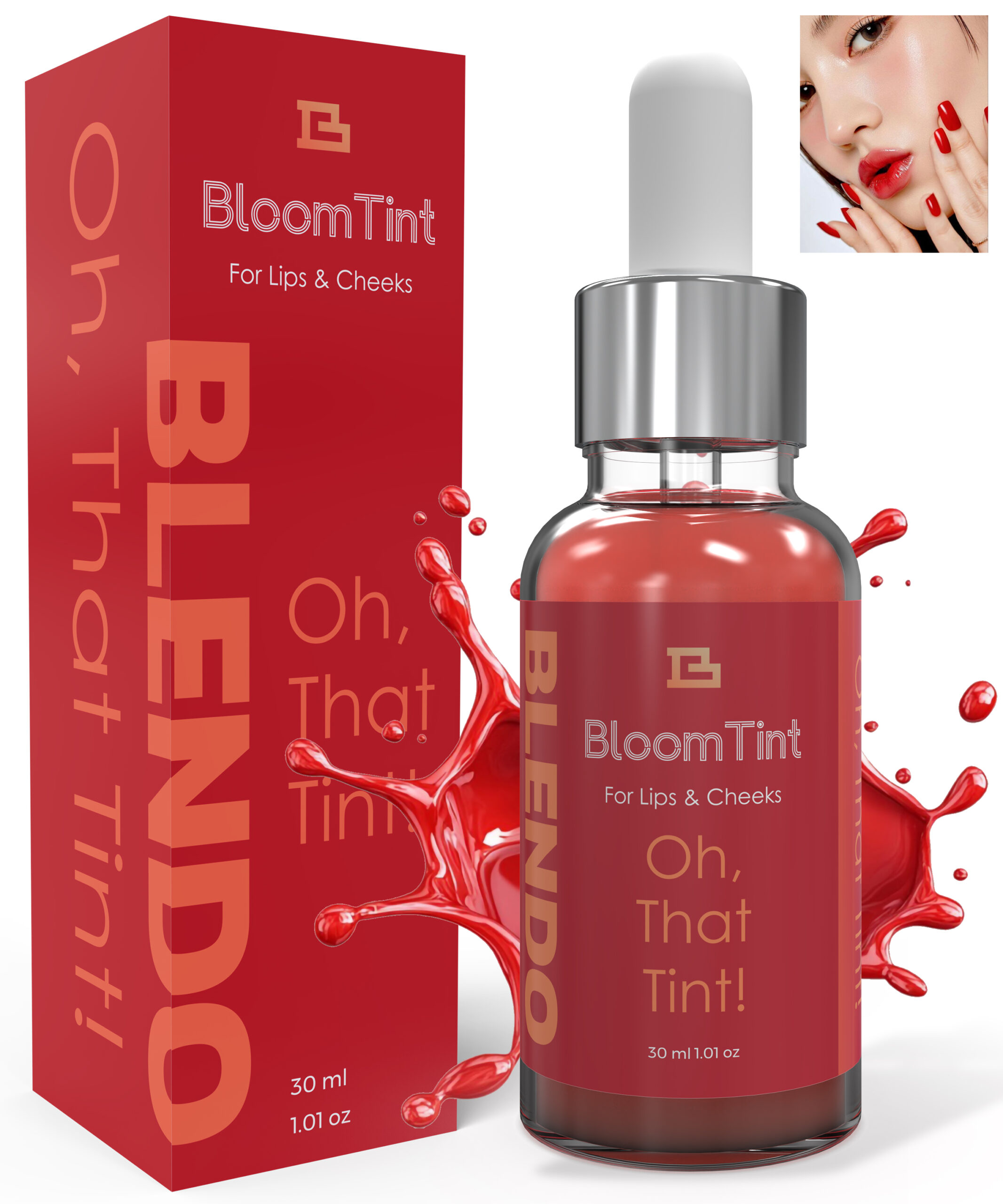 Blendo BloomTint Pink Lip & Cheek Tint 30ml – Organic Liquid Stain for Natural Pink Lips & Rosy Cheeks